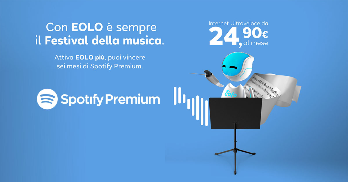 Vinci 6 mesi di Spotify Premium con EOLO